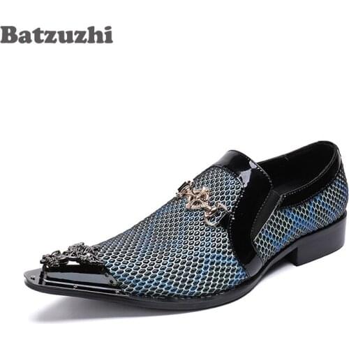 Batzuzhi Brand Designers Shoes Men zapatos de hombre Handmade Formal Shoes Men Genuine Leather Man Shoes Metal Tip Toe, US6-12