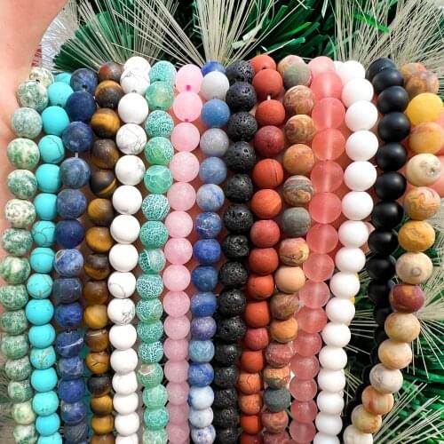 Matte Natural Stone Beads Dull Polish Lilac Round Loose Beads For Jewelry Making Bracelets DIY Frosted Minerals Bead 4-12MM