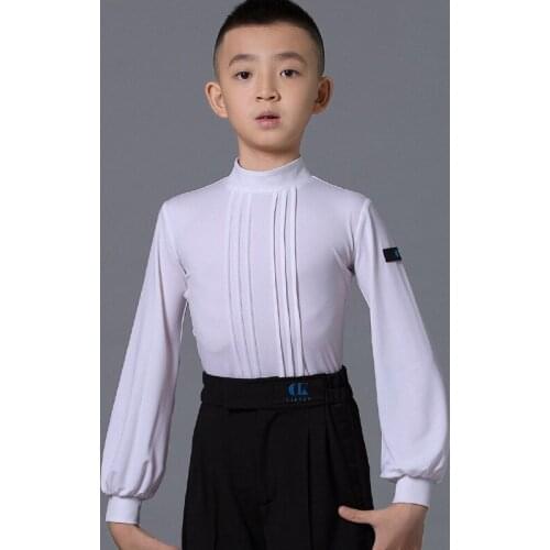 Children Boys New Ballroom Latin Dance Tops Professional Long Sleeves Practice Clothes Kids Cha Cha Dancing Bodysuit DWY2876
