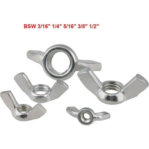 Butterfly Nut Wing Nuts UK Standard BSW 3/16" 1/4" 5/16" 3/8" 1/2" Carbon Steel Zinc Plated Thumb Nuts Hand Tighten Nuts