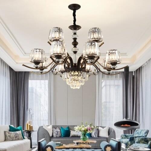 Retro Crystal Chandelier Lighting Nordic Living Room Bedroom Crystal Lamp Simple Dining Room Hanging Light Warm Home LED Lights