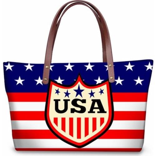 INJERSDESIGNS Fashion Lady Handbags Bolsa Feminina Luxury Handbag USA Flag Printing Shoulder Bags For Women 2020 Girls Tote Bag
