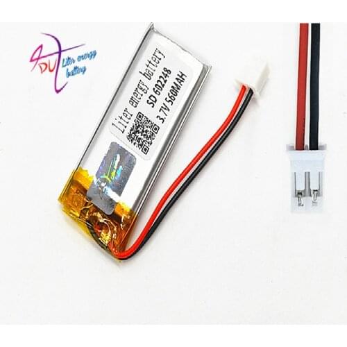 JST PH 2.0mm 2 pin 602248 3.7V 560mAh Battery Lithium Polymer LiPo Rechargeable cells li ion For Mp3 GPS PSP Vedio game speaker