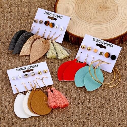 KINFOLK New Fashion Lady Earrings Set 2019 Boho Retro Geometric Pendant Earrings Tassel Earrings Women Jewelry Accessories