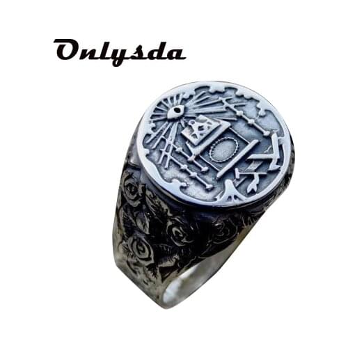 Dropshipping 316L Stainless Steel Freemason Ring Masonic Symbol Rings for Men Male Freemasonry Knights Templar Biker Jewelry