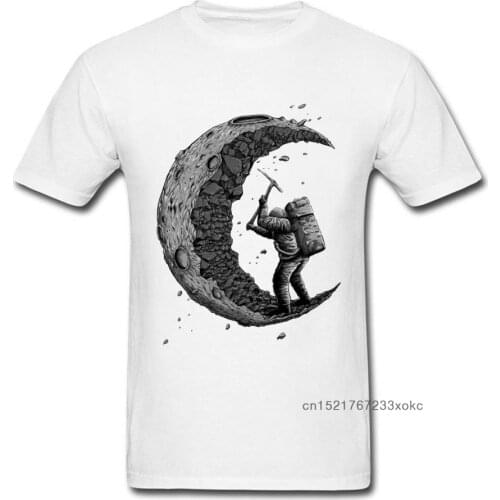 Digging The Moon T-shirt Men Space X T Shirt Astronaut Lover Novelty Design Mens Tshirt 100% Cotton Hip Hop Tees CCCP Tops Swag