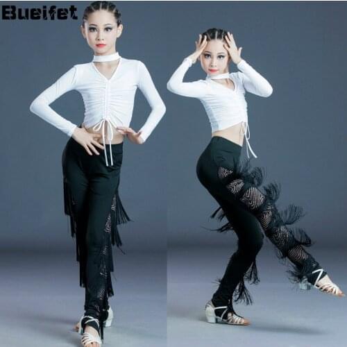Girl Modern Latin Dance Suit Kids Cha Cha Rumba Samba Ballrom Dance Costume Professional Practice Clothing Kids Tango Dresses