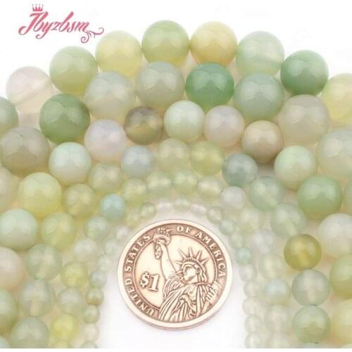Natural Round Apple Green Agates Beads Stone Beads Smooth For Jewelry Making DIY Necklace Bracelets Loose Strand 15" 6/8/10/12mm