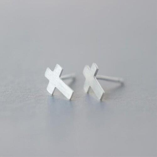 Fashion Delicate Minimalist Geometric Brushed cross Earrings For Women charm pretty Christmas gift jewelry gold silver