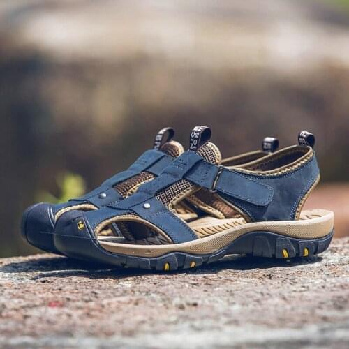 SHENCE Men Roman Sandals Fashion Man Casual Breath Comfort Hiking Beach Trail Running Summer Tennis Sports Shoes Plus Size 38-48