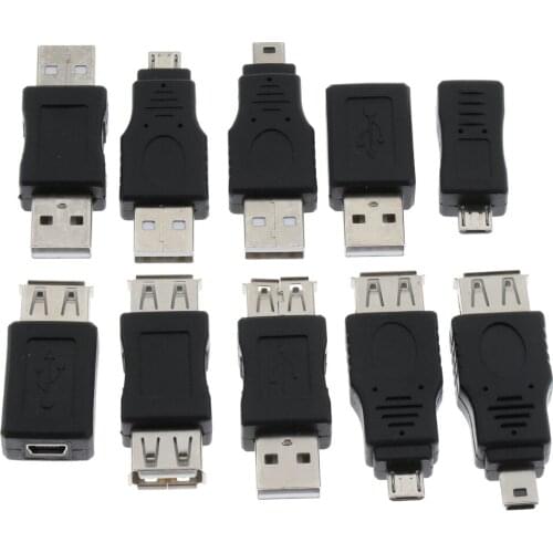 Set of 10 OTG 5pin Mini Changer Adapter Converter USB Male to Female Micro USB