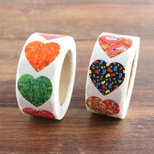 500 Pcs Colorful Heart Sticker Gift Packing Labels Craft Envelop Seals Holiday Package Decoration