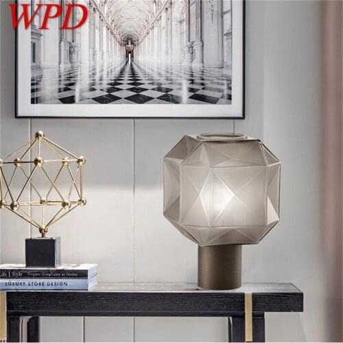 WPD Nordic Table Lamp Modern Creative Polygon Lampshade LED Desk Light for Home Living Bed Room