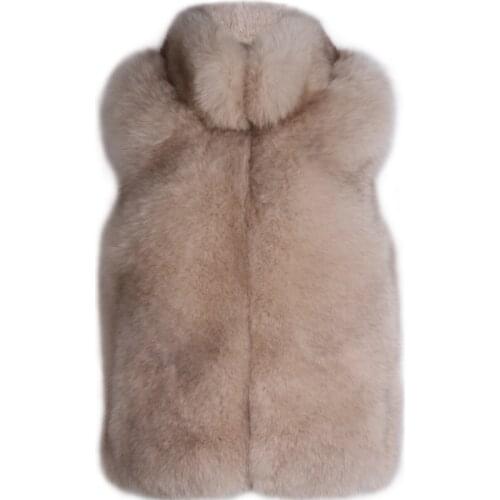 Fur natural gilet ladies real fox fur gilet women fox fur vest stand collar