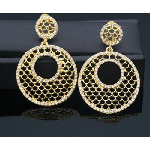 New exaggerated metal big circle atmospheric disc multi-level fashion retro round boho style hollow ladies earrings