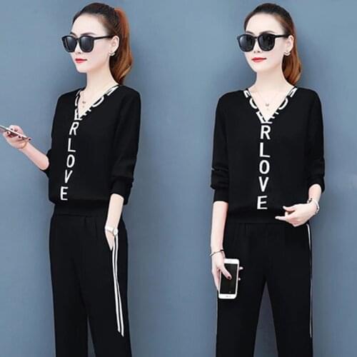 Fall 2020 Two Piece Set Top And Pants Suit Outfits For Women Tracksuit Lounge Wear Korean Fashion Plus Size Clothing 2 Piece Set