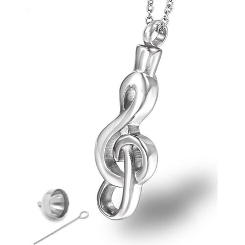 RIR Screw Opening Music Note Cremation Urn Pendant Necklace In Stainless Steel Ashes Holder For Men Women