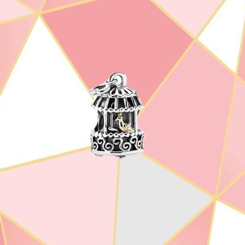 2021 New High Quality 925 Sterling Silver Golden Nightingale Charm, Suitable For Original Diy Bracelet Making Jewelry Gifts