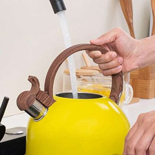 Portable Whistling Kettle Teapot with Wooden Handle Kitchen Travel Coffee Tea Pot