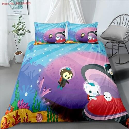 Ocean Bedding Sets Octonauts Quilt Cover Kids Blue Bed Linen Set Pillowcase 2/3 Piece for Home 3D Print Animals Bed Cover