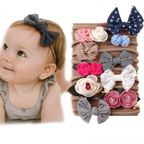 Casual Baby Hair Accessories Set Cute Flower Bow Style with Beads Decoration All-Match Hair ornaments Suit