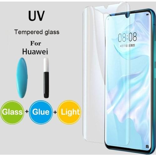 Clear Curved UV Liquid Full Glue Tempered Glass For Huawei P30 P20 P40 Pro lite Screen Protector For Mate 30 20 Pro lite 5D