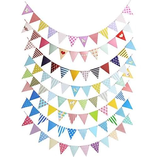 Multicolor Cartoon Pennants Bunting Banner Wedding Valentines Day Kids Birthday Party Flags Hang Garland Decoration Supplies