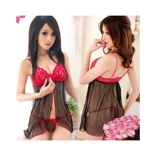 Sexy Lingerie Lace Babydoll Dress Womens Underwear Sleepwear Chemise +G-String