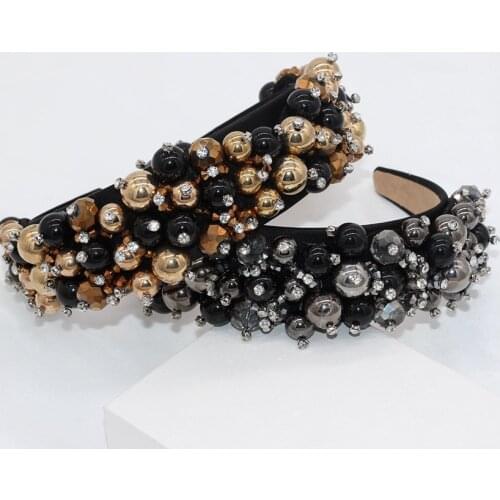 Handmade Wedding Hair AccessoriesLuxury Charm Baroque Bead Tiara Hair Bands Crystal Headband Beads rhinestones Luxury Jewellery