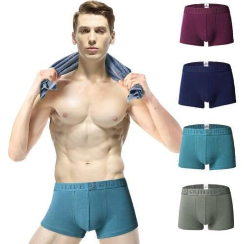 New Men Cotton Underwear U Convex Male Silky Boxer Waistline Breathable Pants 4-pieces Boxed Underwear