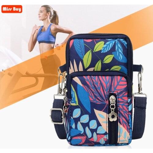 Universal Casual leaf Flower Phone Bag For Samsung/iPhone/Huawei/HTC/LG Wallet Case Outdoor Arm Shoulder Cover Pouch Pocket