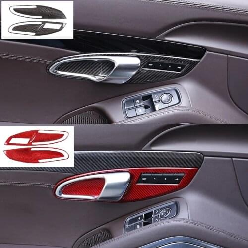 Fit For Porsche 718 911 2012-2019 Dry Carbon Fiber Inner Door Handle Bowl Panel Car Trim