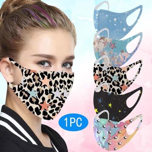 Ice Silk Mask Print Protection Breathable Fashion Mask For Face With Adult Women Washable Reuse Face Mask Halloween Cosplay