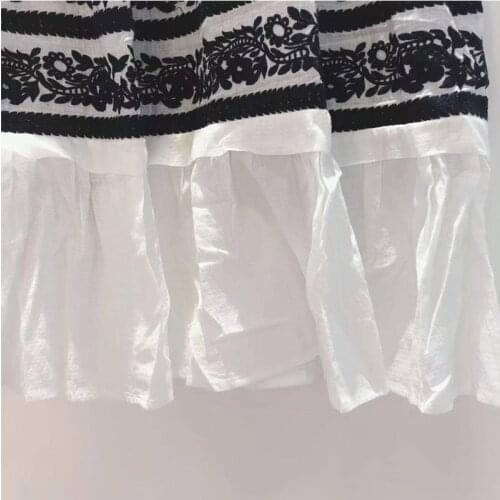 Women Skirt Spring Autumn Summer Mid-Calf Length Embroidery A-Line Flounce Weave Elegant High Street Chic Stunning Prairie M