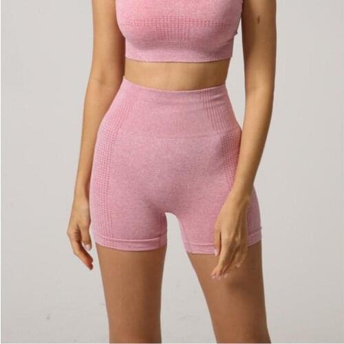 High Waist Seamless Leggings Gym Shorts Fitness Women Short Scrunch Shorts Spandex Pink