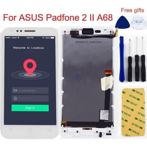For ASUS Padfone 2 II A68 LCD Display Monitor Panel Module LCD Screen + Touch Screen Digitizer Sensor Glass Assembly + Frame