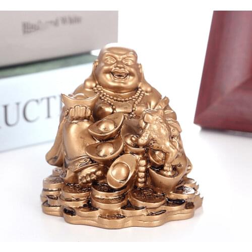 Golden Toad Laughing Buddha Resin Decoration Gold Bag Maitreya Lucky Housewarming Opening New Home Living Room Lucky Decoration