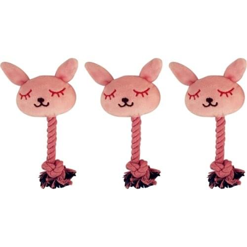 1Pcs Dog Rope Toy Cute Knotted Bite Proof Dog Squeaky Toy Dog Chew Toy For Puppies Rabbit Shaped Chewing Toys Pet Accessories