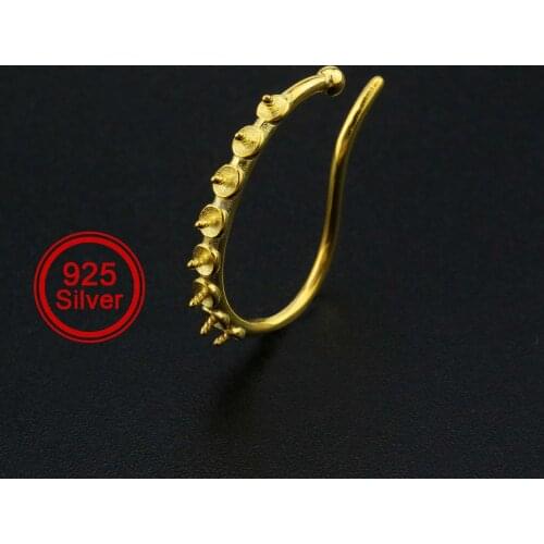 17x21MM Ear Bone Clip Settings for 8 Half Drilled Pearl Beads Gold Plated Solid 925 Sterling Silver DIY Earrings Supplies 170507