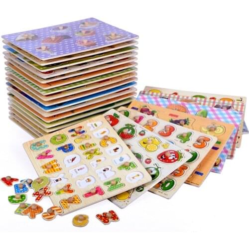 30cm Kid Early Educational Toys Baby Hand Grasp Wooden Puzzle Toy Alphabet Digit Learning Wood Jigsaw Christmas Gift