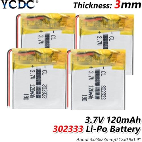 302323 120mAh 3.7V Smart Watch wireless card audio recorder lithium polymer battery, bluetooth-compatible MP3 MP4 Rechargeable