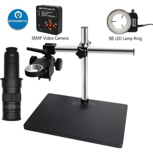 360 Degree Rotatable Head Optical Illuminated Microscope + HDMI Camera 0.5X C Mount Lens for Mobile Phone BAG Soldering Repair
