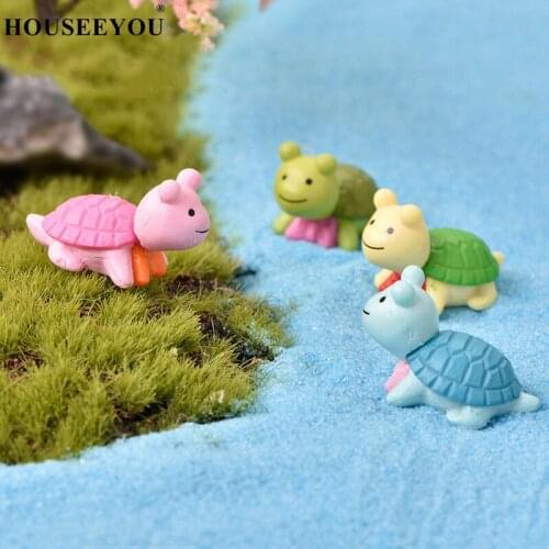 4PCS/Lot Moss Micro Landscape Mini Turtle Pond Animal Resin Ornament Crafts Pasture Statue Garden Farm Field Figurine Miniature