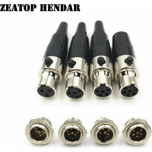 5Set Mini XLR 3 4 5 6 Pin Female Inline Plug + 3 4 5 6 Pin Male Socket Jack Adapter for MIC Microphone Audio Cable Connector
