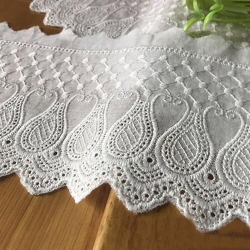 5Yards/10Yards/15Yards White National Trend 100% Cotton Cloth Embroidery Lace Trim Lace Fabric 11.5cm