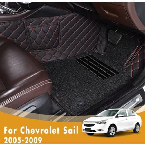 RHD Car Floor Mats For Chevrolet Sail 2009 2008 2007 2006 2005 Double Layer Wire Loop Auto Interiors Styling Custom Carpets Rugs