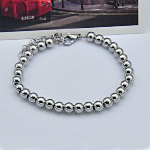 Beads Bracelet for Womens Stainless Steel Charm Bracelet Adjustable Simple Couple Bracelet Jewelry Gifts for Woman Accessories