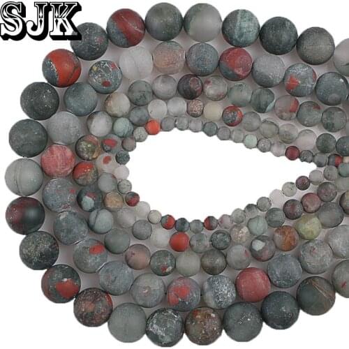 Beads Natural Stone Matte African Blood Stone Round Gem Beads 4 6 8 10 12MM Loose Beads DIY Bracelet Necklace For Jewelry Making