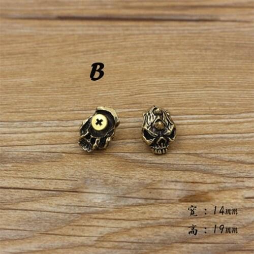 Skull head design solid brass material DIY leather wallet caibu decoration button rivet and screws 5pcs/lot