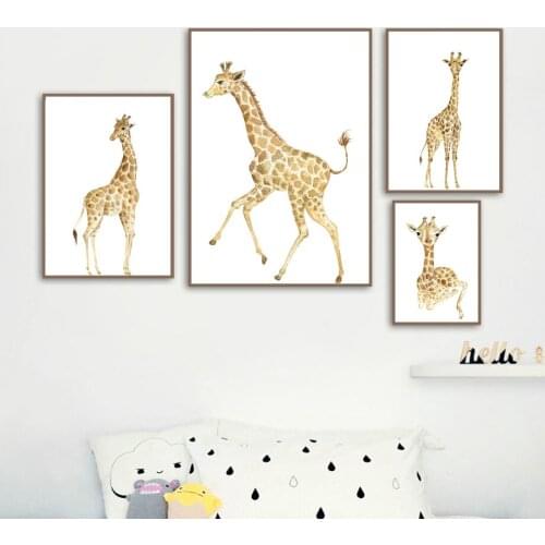 Cartoon Giraffe Animals Wall Art Canvas Painting Nordic Posters And Prints Nursery Wall Pictures Baby Kids Room Home Decor